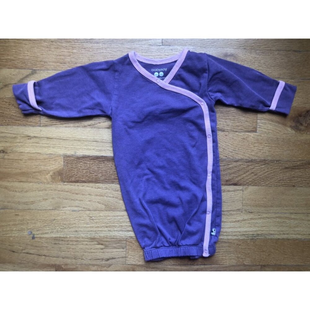 BabySoy 0-3M Purple And Pink Kimono Ringer Gown
